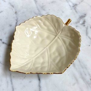 LENOX Porcelain Leaf Design Gold Accent Trinket Tray